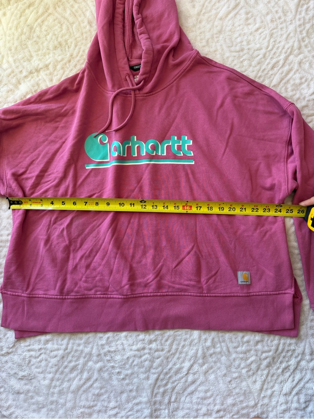 Women's TENCEL™ Fiber Series Loose Fit Graphic Hooded Sweatshirt Pink XL - Picture 8 of 12